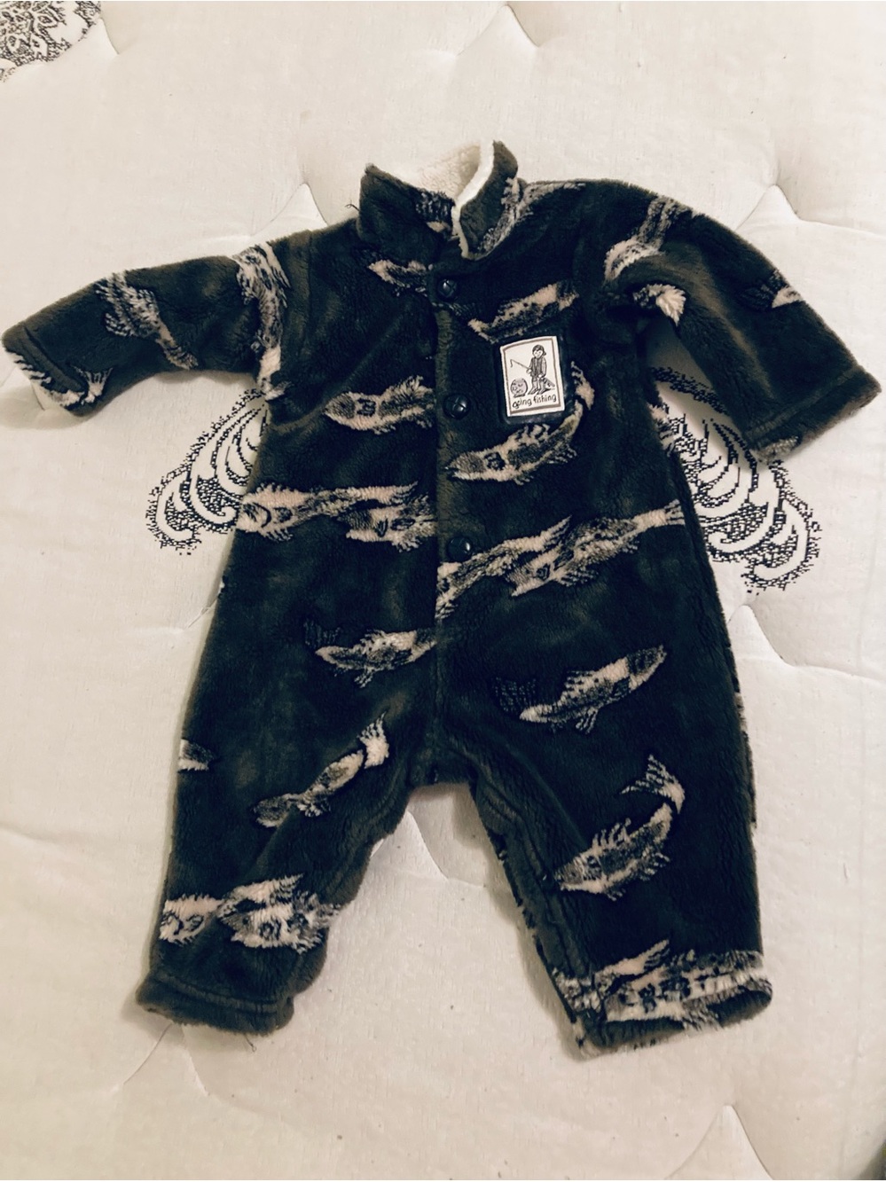 Blooz Fishing Fuzzy Baby Onesie